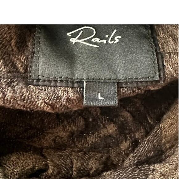 Rails Brady Plaid Textured Button Down Shirt Mossy Onyx Brown Black Women Large - Picture 4 of 7